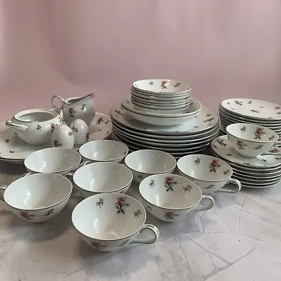 Rosechintz Meito China W/ Petite Pink Roses - Discontinued Set (51 Pieces) • $157