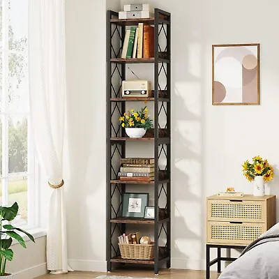 Tribesigns Extra Tall Narrow Bookshelf 7 Tier Skinny Bookcase For Small Spaces • £89.99