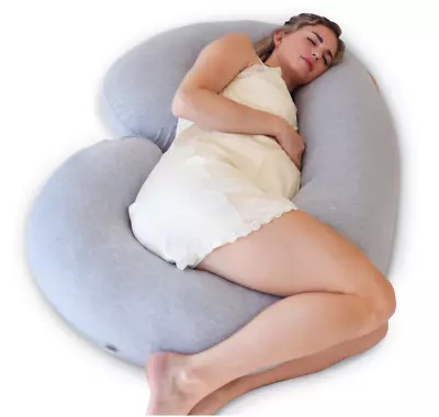 Pharmedoc Pregnancy Pillows C-Shape Full Body Pillow – Jersey Cover Dark Grey • $39.99