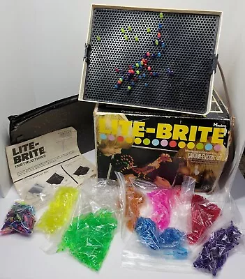 Vintage LITE BRITE Hasbro 1973 #5455 W/ Orig Box Pegs Paper Designs Light Toy • $25.49