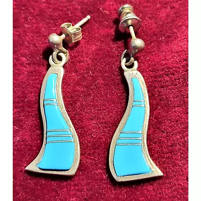 Vintage Sterling Silver Native American Southwest Design Dangle Post Earrings • $19.94