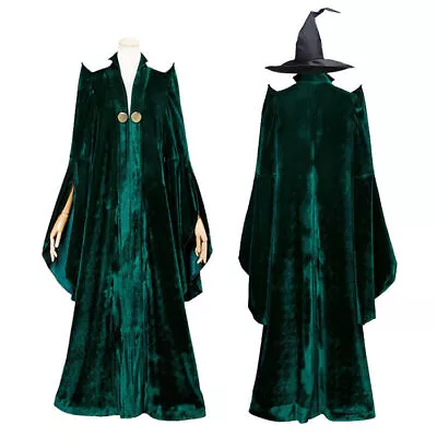 Minerva McGonagall Professor Cosplay Costume Green Robe Dress Suit • $47.52