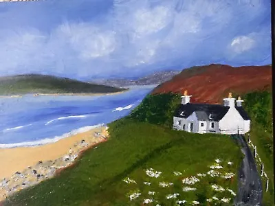 £18 • Buy ORIGINAL ACRYLIC PAINTING. 'Cottage By The Sea'  8inch X 6inch