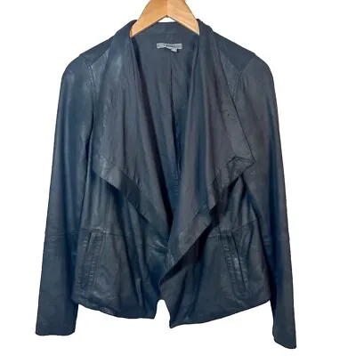 Vince. Drape Front Leather Jacket Size Small Black • $103.50