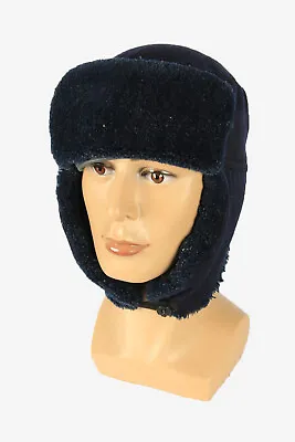 £9.95 • Buy Fur Cap Hat Vintage Earflaps Ski Cossack Winter 90s Navy Size 57 Cm - HAT2191