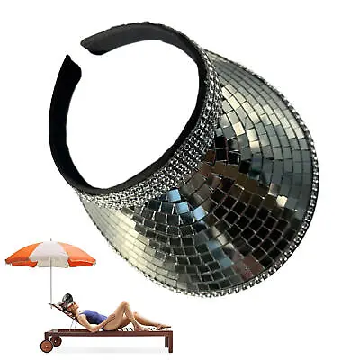 Disco Ball Summer Sun Visors Hat Bling Hat Outdoor Shiny Sequin Sun Visors Hat • $19.74