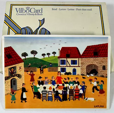 Vilbo Card Porcelain Postcard Village Festival Dinner Villeroy Boch W/ BOX R • $23.98