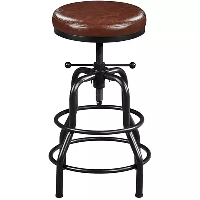  Counter Height Stool Industrial Bar Stool Leather Stool Stool For Kitchen Brown • $62.99