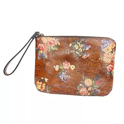 Patricia Nash Cassini English Garden Floral Map Leather Wristlet Bag • $20