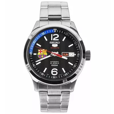 SEIKO 5 Sports SRP301K1 FCB Barcelona Football Automatic Watch Steel Barca • $255