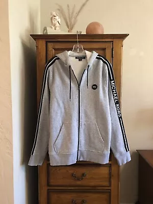 Michael Kors Gray Zip Up Hoodie Jacket Women’s Large Long Sleeve Pockets Cotton • $24