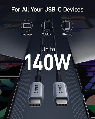 $43.99 • Buy Anker 765 USB C To USB C Cable (140W Nylon), Fast Charging USB C Cable For Macbo