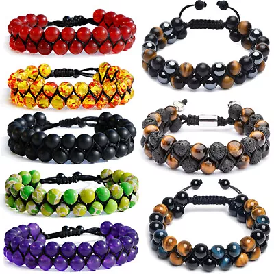 $9.99 • Buy Triple Protection Bracelet Tiger Eye Obsidian Hematite 8mm Beads Bracelet Unisex