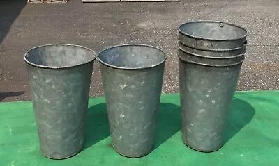 6 Vintage OLD GALVANIZED Sap Buckets TAPERED Maple Syrup GREAT!! • $29.69
