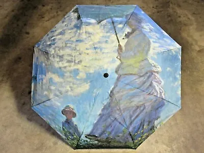 Woman With A Parasol Claude Monet Print Compact Travel Umbrella NWT Free Ship • $35