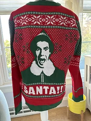 Elf Movie Cardigan Ugly Christmas Sweater Mens M “Cotton Headed Ninny Muggin “ • $25