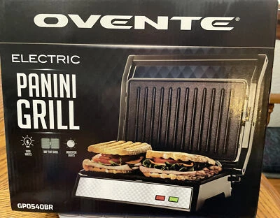 $34 • Buy Ovente Electric Indoor Panini  Press Grill With Non-Stick Cooking Plates, New
