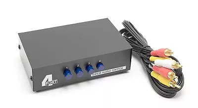 4 Way Switch Composite Video Switcher -Black- With RCA AV Cable • $23.97