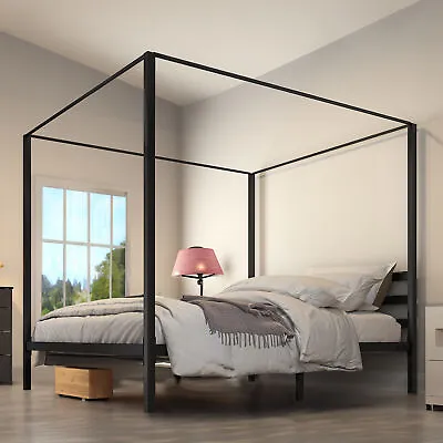 TAUS King Size Canopy Metal Platform Bed Frame With Headboard No Box Spring 14  • $130.47