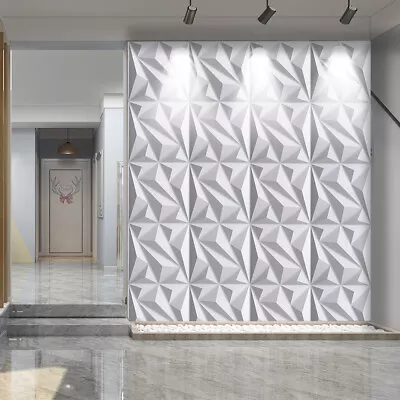 12/24Pcs 3D Texture White Wall Panels PVC Wall Tiles Room Interior Ceiling Decor • £21.62