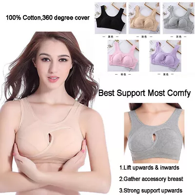 Womens Set Of  Crop Top Bras Yoga Sport  Nursing Sleep Bra Cotton Ahh Leisure AD • $14.99