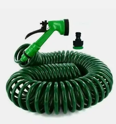 15m 30m Coil Hose Retractable Garden Lawn Water Pipe Spray Gun Nozzle New • £11.99