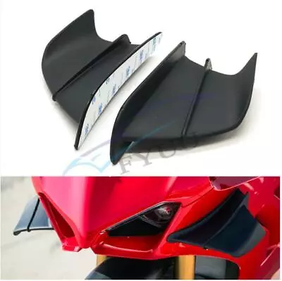 Pair Motorcycle ATV Side Winglet Air Deflector Wind Fin Spoiler Cover Trim Black • $27.49