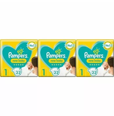 66 X Pampers New Baby Size 1 - Carry Pack - With Protection For Sensitive Skin • £16.99