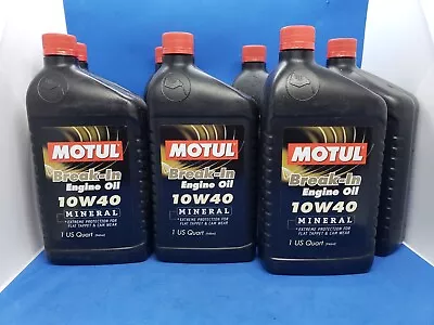 Motul 108080 Break-In 10W40 4-Stroke Mineral Engine Oil 1qt Bottles- LOT OF 7 • $85
