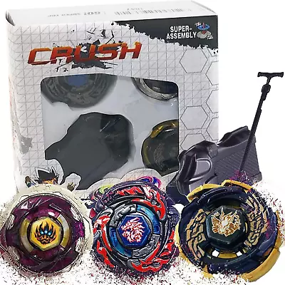 Crush Bey Battling Blades Metal Fusion Starter Set | 3 Tops And Launcher (L-Drag • $30.94