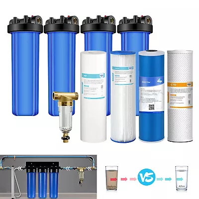 20 Inch Big Blue Whole House Water Filter Housing System 20  X 4.5  Cartridge • $275.99