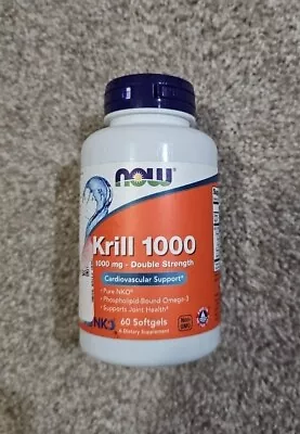 NOW Foods Neptune Krill 1000mg 60 Softgels Cardiovascular Support - Exp 8/2025 • $27.95