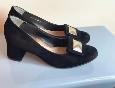 Van Dal Ladies Shoes Slip On Court Shoes Suede Black Buckle Detail Size 4 • £20