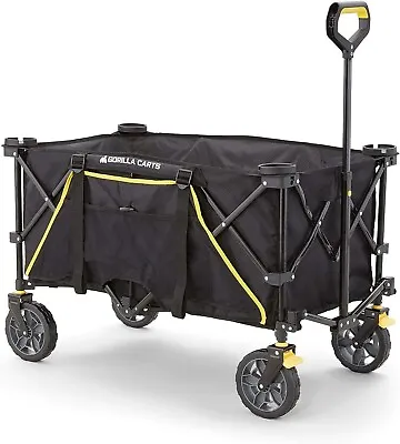 Gorilla Carts 7 Cu Ft Foldable Collapsible Durable Trolley Utility Wagon (Black) • £99.99