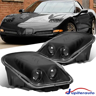 For 1997-2004 Chevy Corvette C5 Black Dual Projector Headlights Lamps Left+Right • $220.96