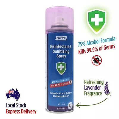 EXTRA Disinfectant Surface Sanitiser Spray 75% Alcohol Lavender Scent - 250 ML • $5.29