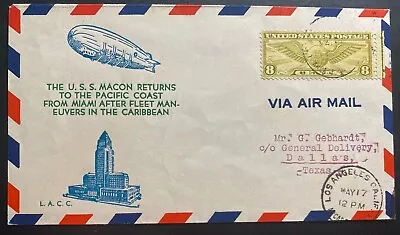 1934 USA USS MACON Arrives Airship ZRS5 Zeppelin Returns To Pacific Coast Cover • $39.99