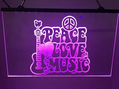 Peace Love Music  Led Neon Light Sign Bed  Game Room Man Cave • $34.99