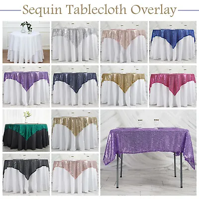 Sequin Party Tablecloths Overlay Glitter Fabric Table Cover Cloth Wedding Party • $281.78