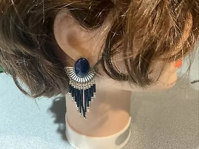 QVC Vintage   QT STERLING    Heishi Blue Lapis Native American Concho  EARRINGS • $29.99