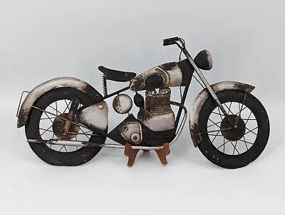 Large Rustic Motorcycle Welded Metal Wall Decor 3D Art Sculpture 24  Long • $35