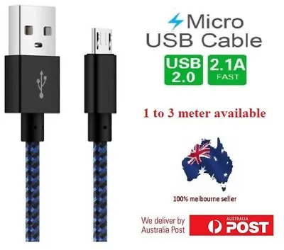 1/2/3m Fast Micro Braided USB Sync Data Charger Cable Cord For Android Samsung  • $6.29