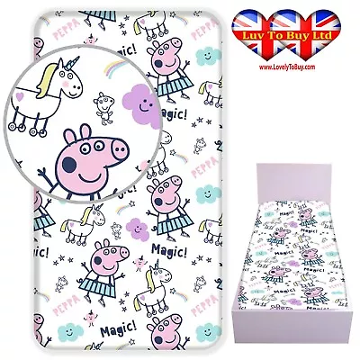 Fitted Sheet Official Peppa Pig %100 Cotton Single Bed (200x90x25cm) • £18.99