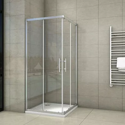 Corner Entry Shower Enclosure And Shower Tray Walk In Cubicle Sliding Glass Door • £120