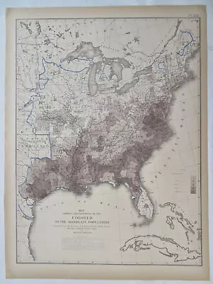 African-American Population Eastern United States 1874 Walker Demographic Map • $78.40