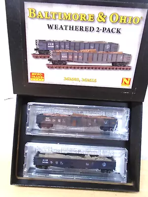 Micro-Trains N-Scale 50ft Baltimore & Ohio/B&O Gondolas Weathered 2-Pack MIB • $39.99