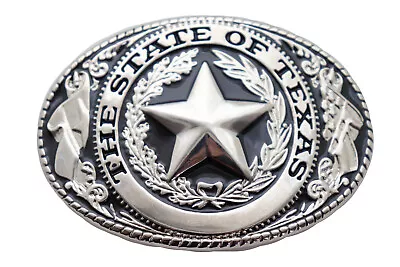 Men Silver Metal Belt Buckle Western Cowboy Texas State Lone Star Oval Jean Pant • $15.99