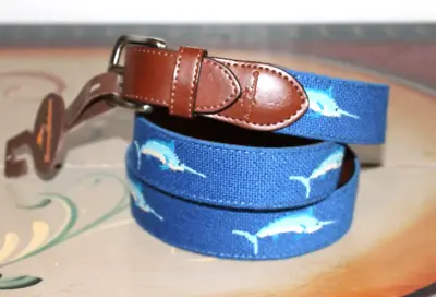 NWOT Tommy Bahama Men's Blue Marlin Canvas Belt Size Large 38-40 • $59.95