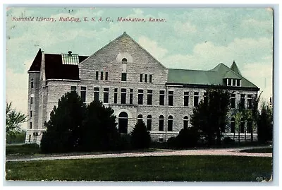 C1910 Exterior View Fairchild Library Building Manhattan Kansas Vintage Postcard • $14.98