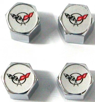 $32.85 • Buy 1997-2004 Corvette Cap Set Wheel Valve Stem With C5 Logo Chrome 4 Pieces